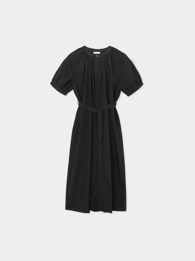 NO COLLAR SHIRRING DRESS