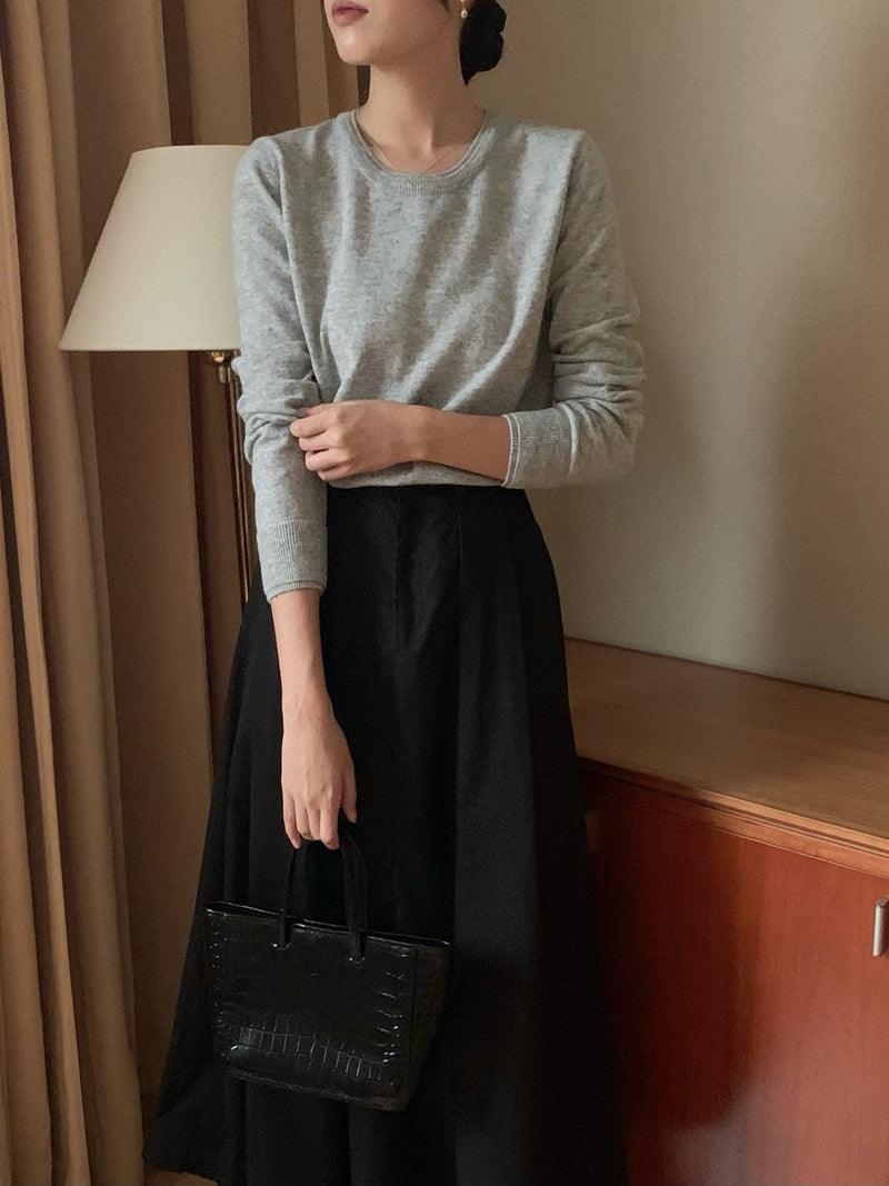 BACK BANDED FLARED PLEAT SKIRT