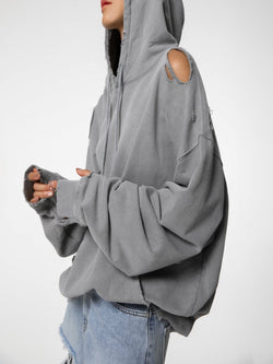 OVERSIZED CUTTED DETAIL HOODIE