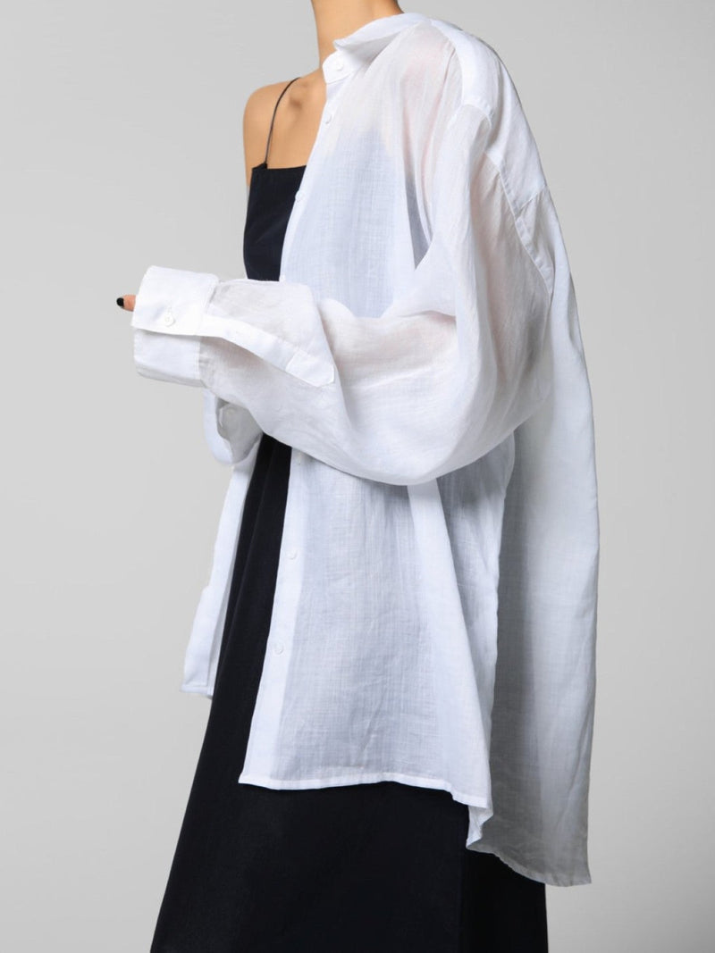 OVERSIZED VIVID LINEN BUTTON DOWN SHIRT