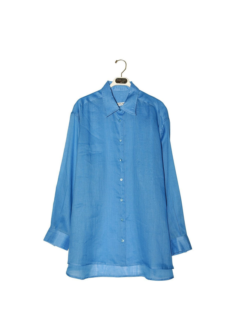 OVERSIZED VIVID LINEN BUTTON DOWN SHIRT