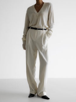 ONE PLEATED WIDE ROLLED UP TROUSERS