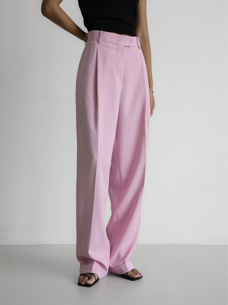 ONE PLEATED WIDE ROLLED UP TROUSERS