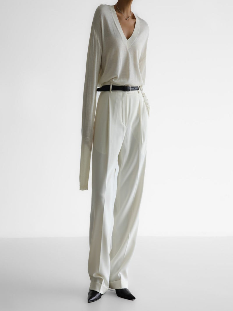 ONE PLEATED WIDE ROLLED UP TROUSERS