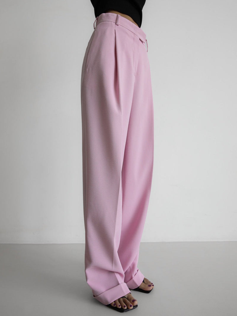 ONE PLEATED WIDE ROLLED UP TROUSERS