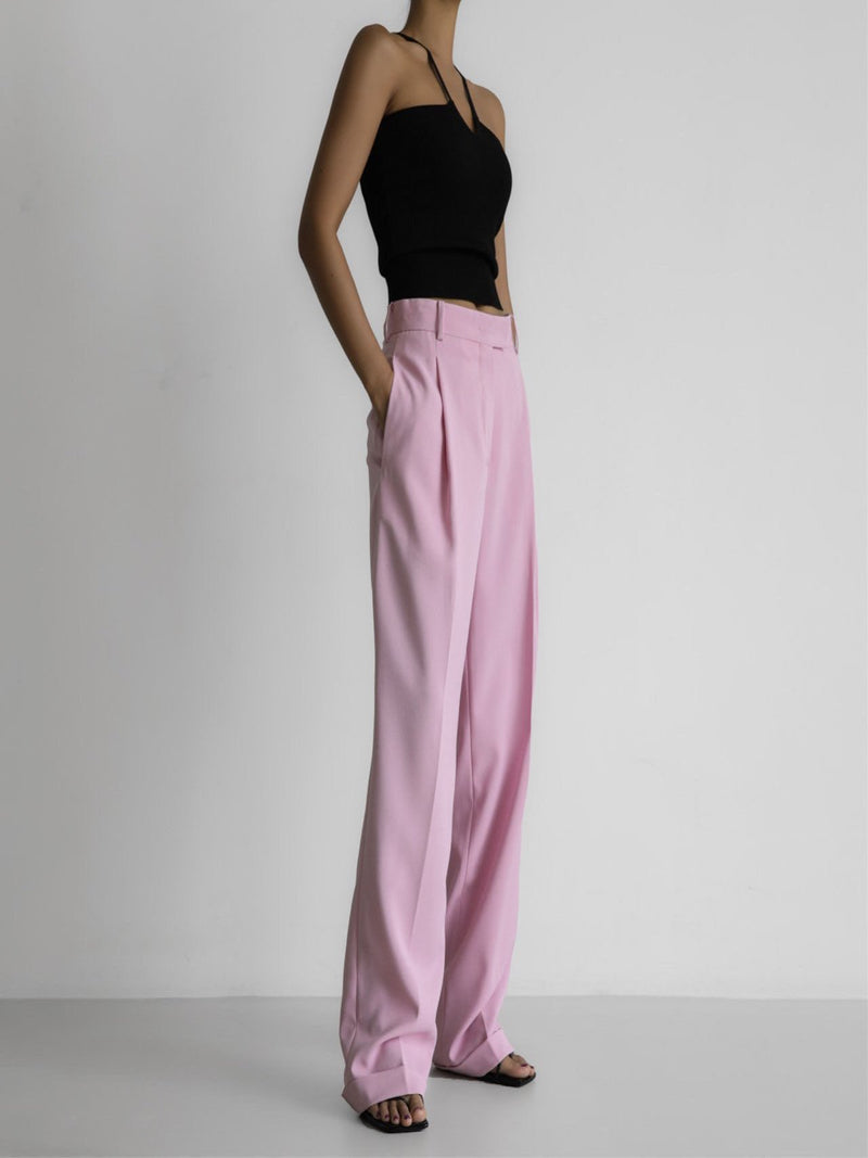 ONE PLEATED WIDE ROLLED UP TROUSERS