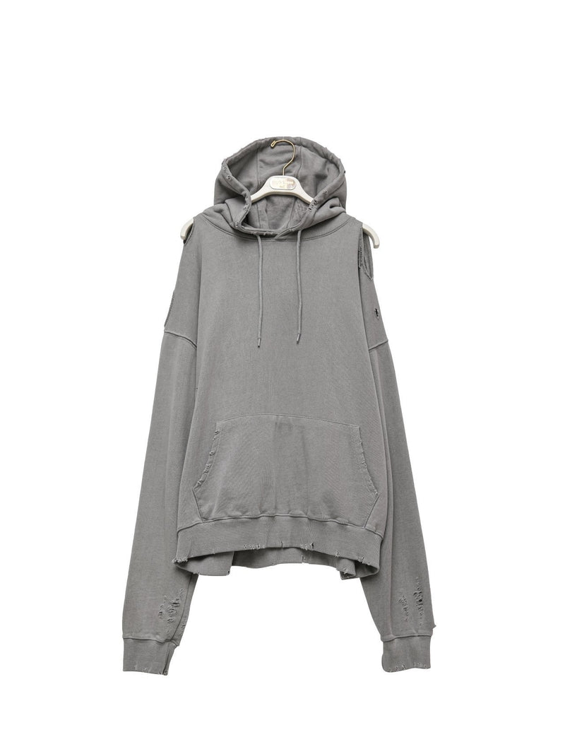 OVERSIZED PIGMENT CUTTED DETAIL HOODIE