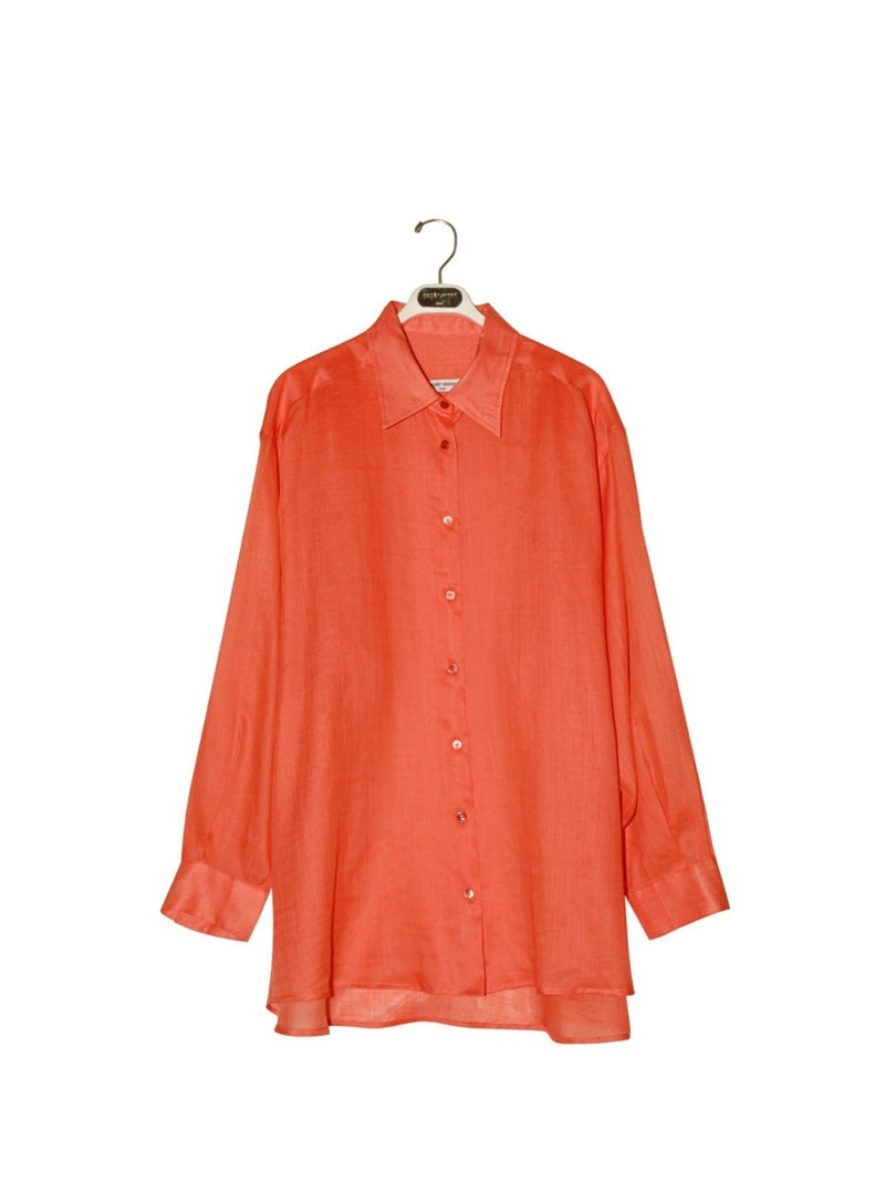 OVERSIZED VIVID LINEN BUTTON DOWN SHIRT