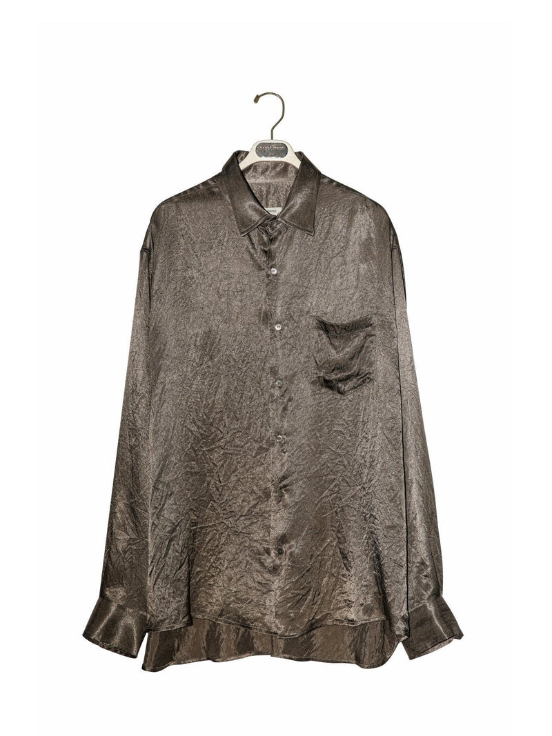 OVERSIZED WRINKLE SILKY BUTTON DOWN SHIRT