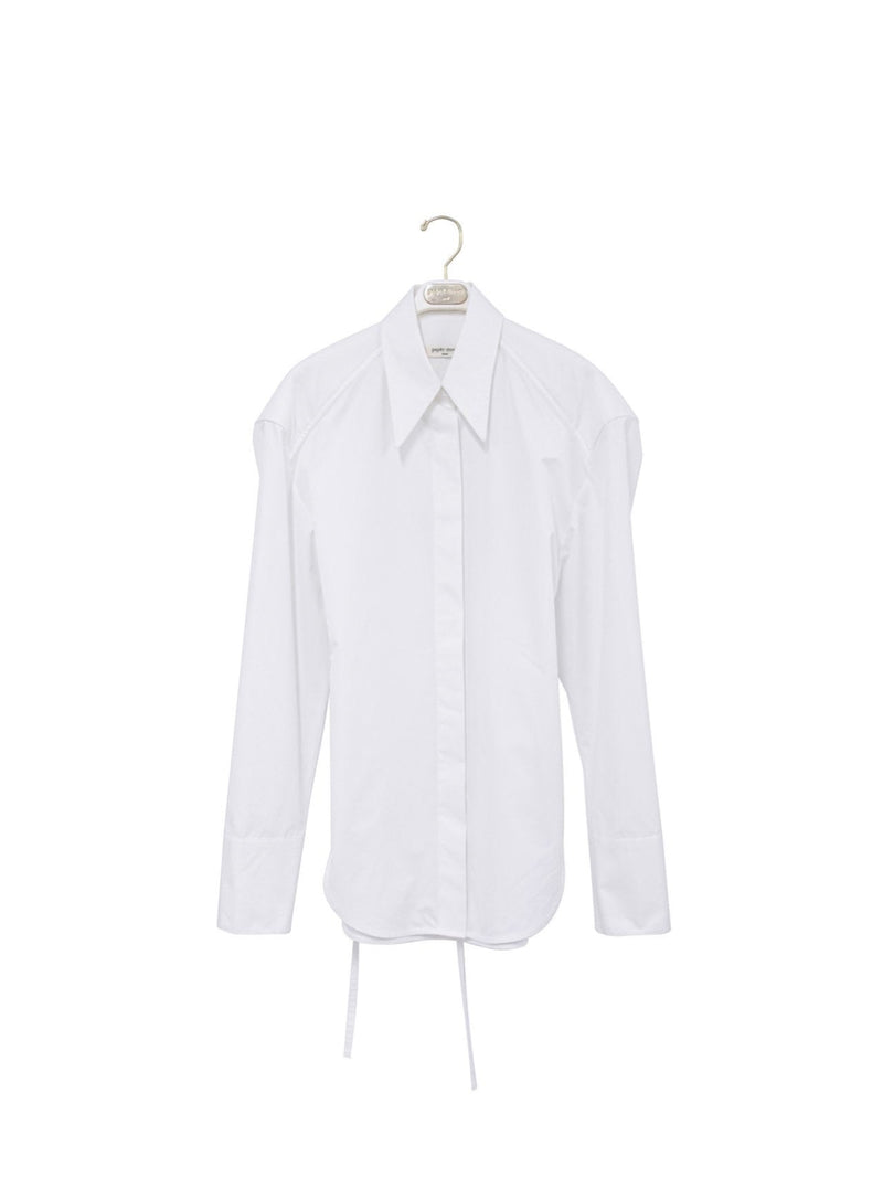 PADDED SHOULDER BUTTON DOWN COTTON SHIRT