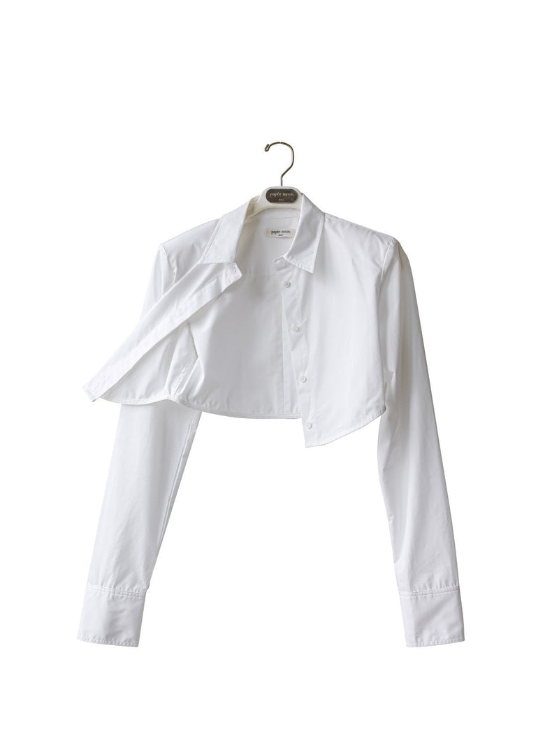 PADDED SHOULDER CROPPED BUTTON DOWN SHIRT