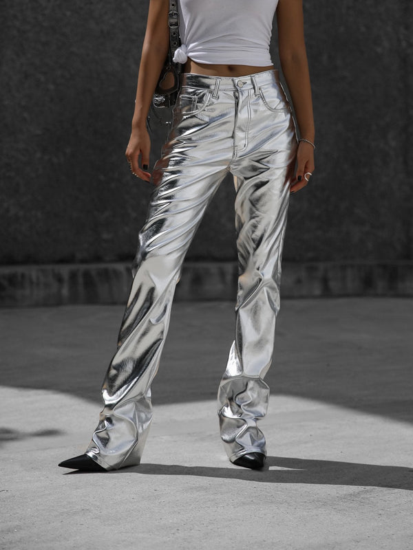 PATENT VEGAN LEATHER COATED PANTS