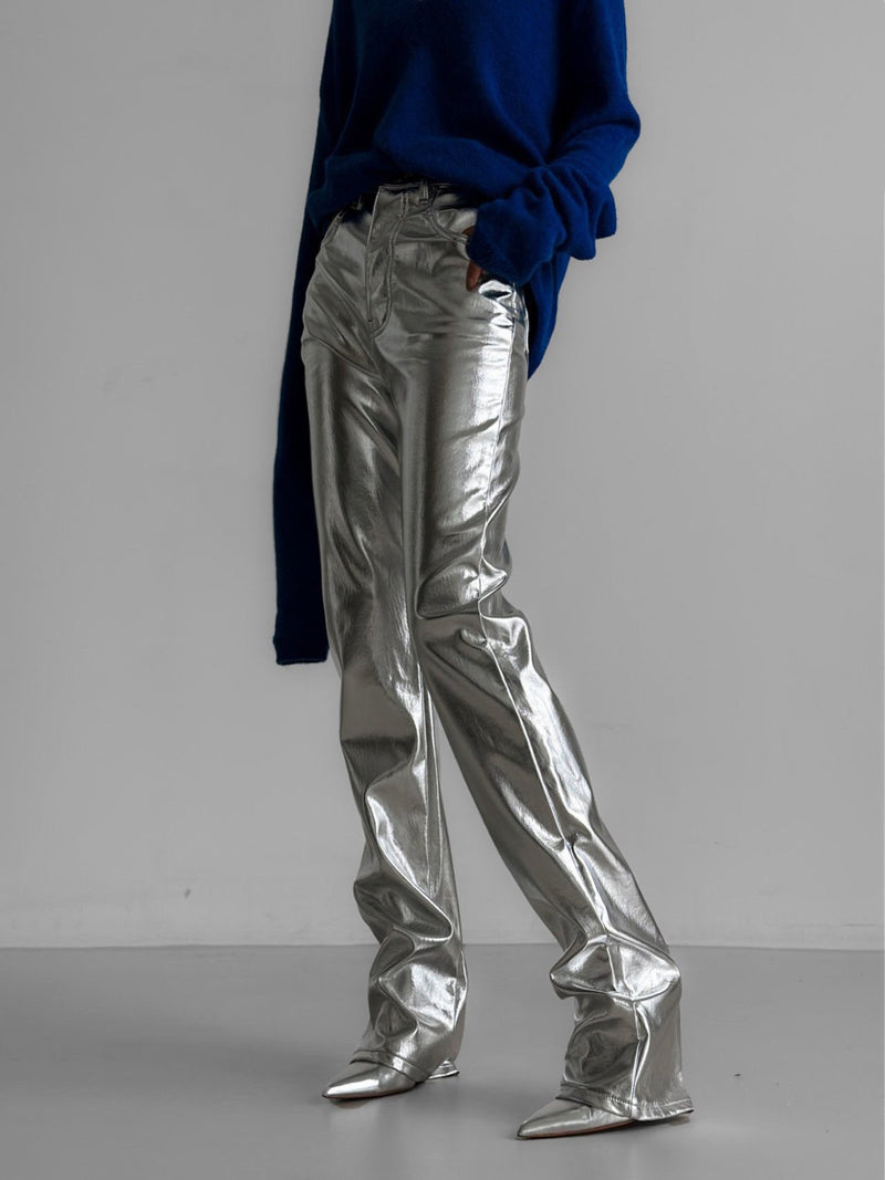 PATENT VEGAN LEATHER COATED PANTS