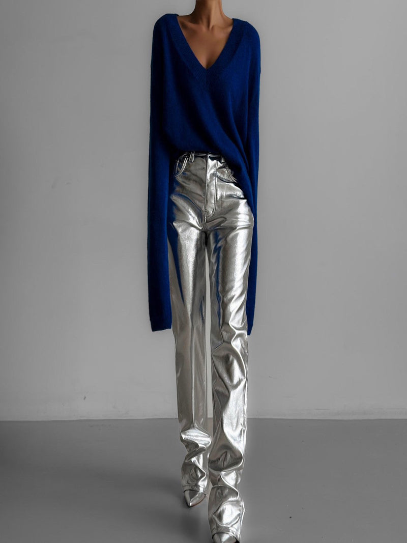 PATENT VEGAN LEATHER COATED PANTS