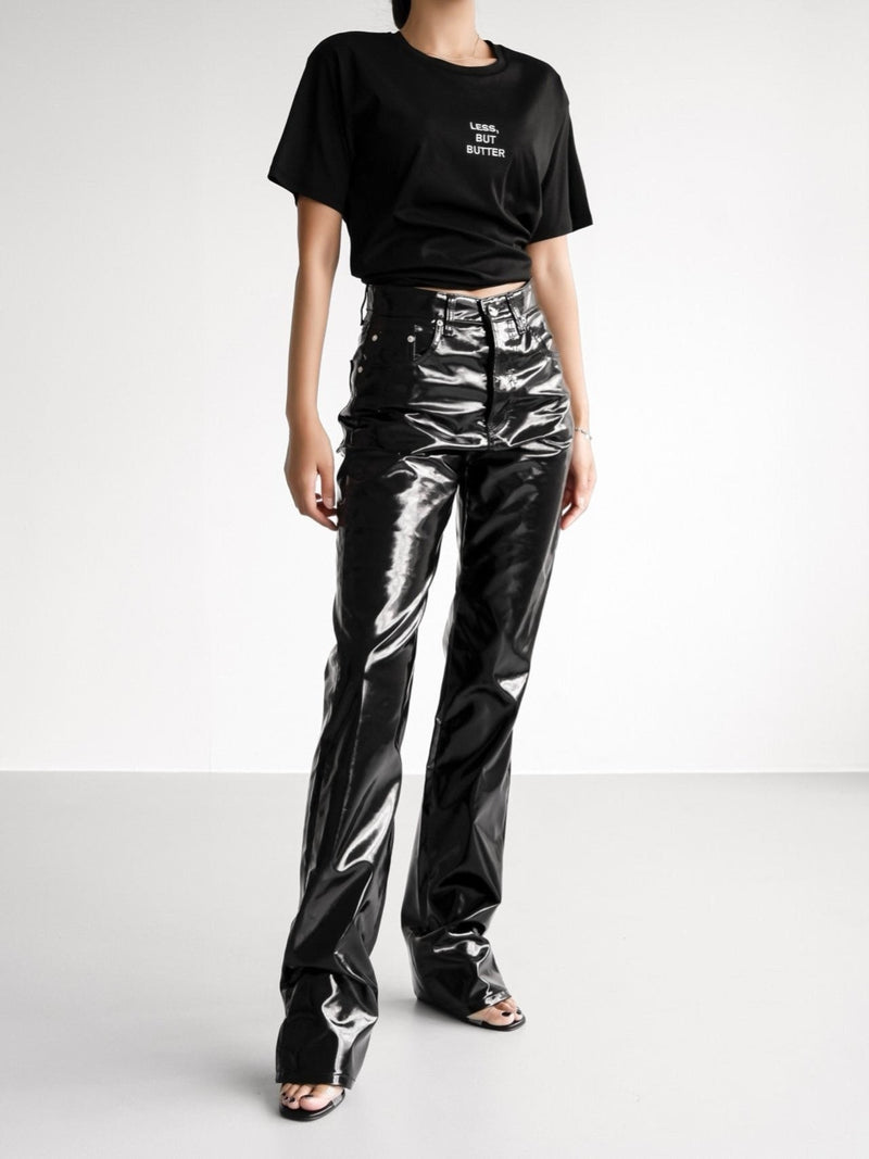 PATENT VEGAN LEATHER COATED PANTS