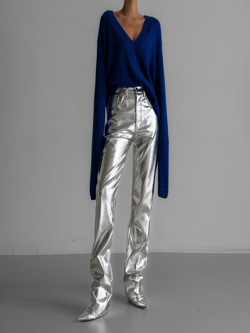 PATENT VEGAN LEATHER COATED PANTS