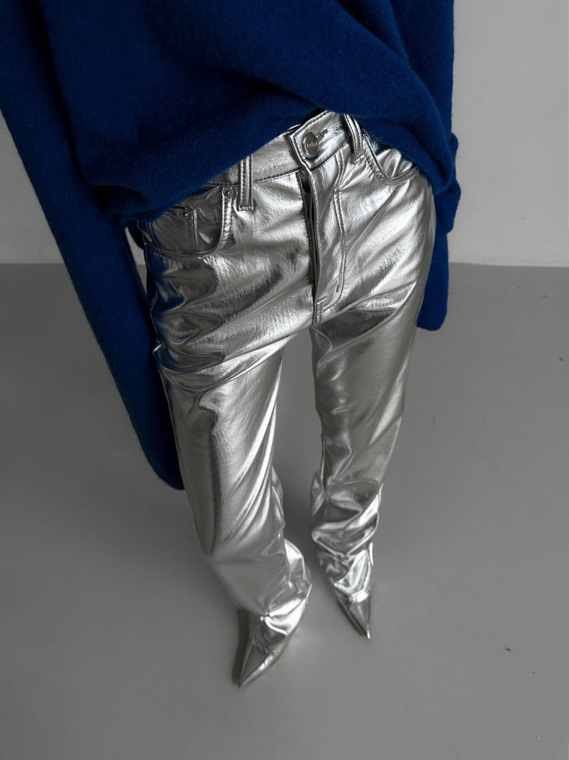 PATENT VEGAN LEATHER COATED PANTS