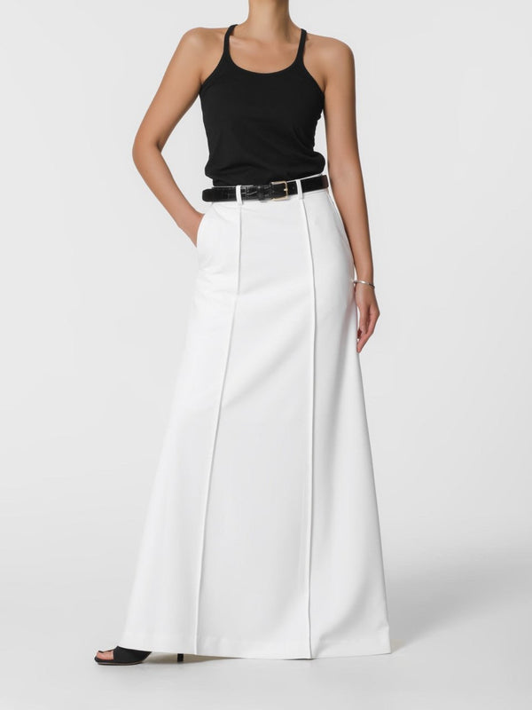 PIN TUCK FLARED MAXI SKIRT