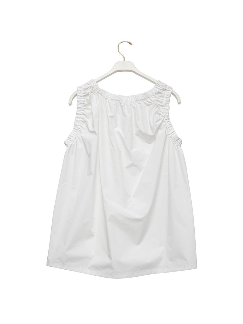 POPLIN SHIRRING SLEEVELESS BLOUSE