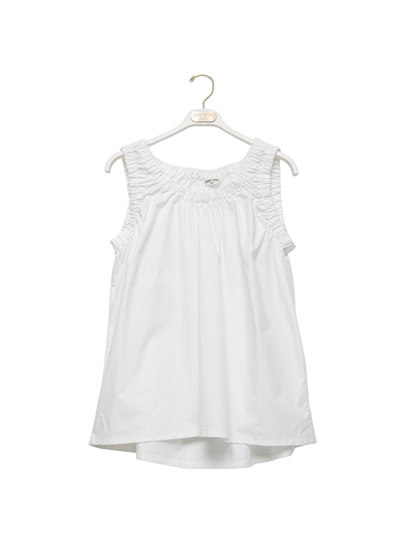 POPLIN SHIRRING SLEEVELESS BLOUSE