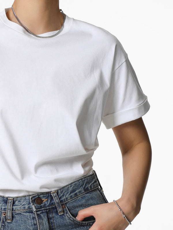 PREMIUM COTTON ROLLED UP T-SHIRT