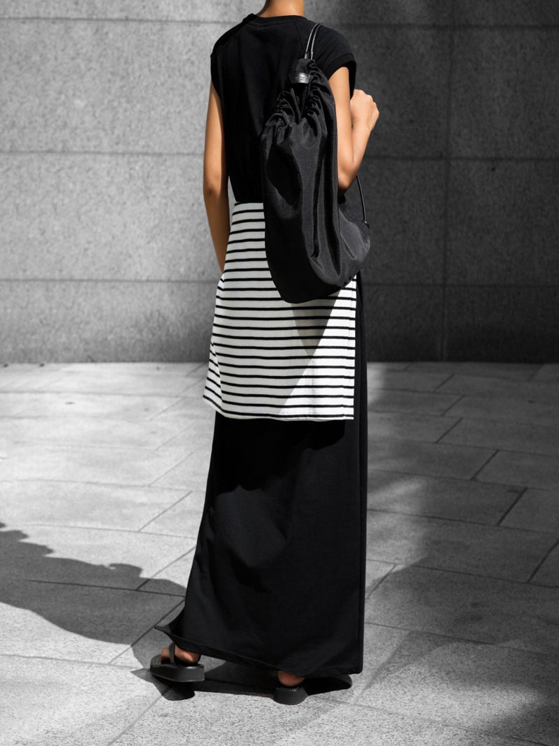 RAGLAN SLEEVE SIDE SLIT MAXI DRESS