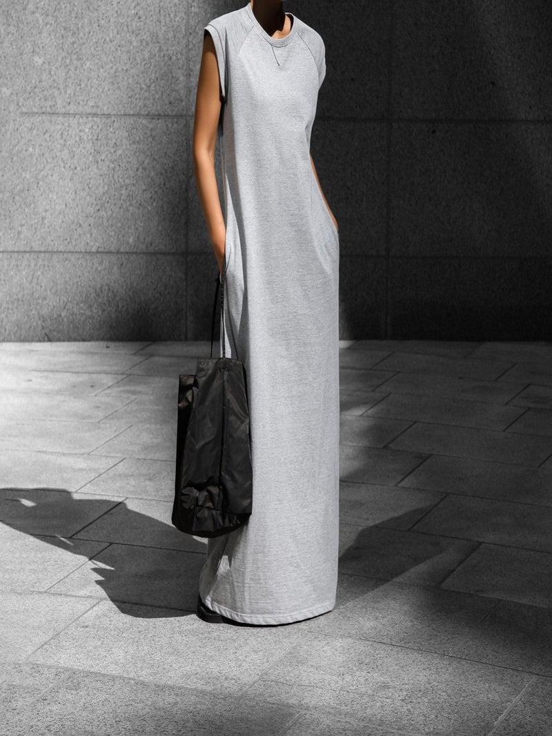 RAGLAN SLEEVE SIDE SLIT MAXI DRESS