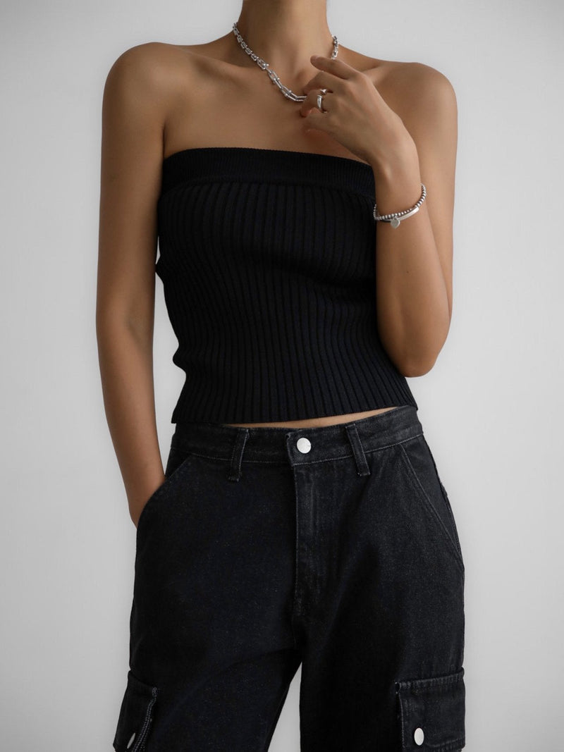 RIBBED TUBE KNIT TOP