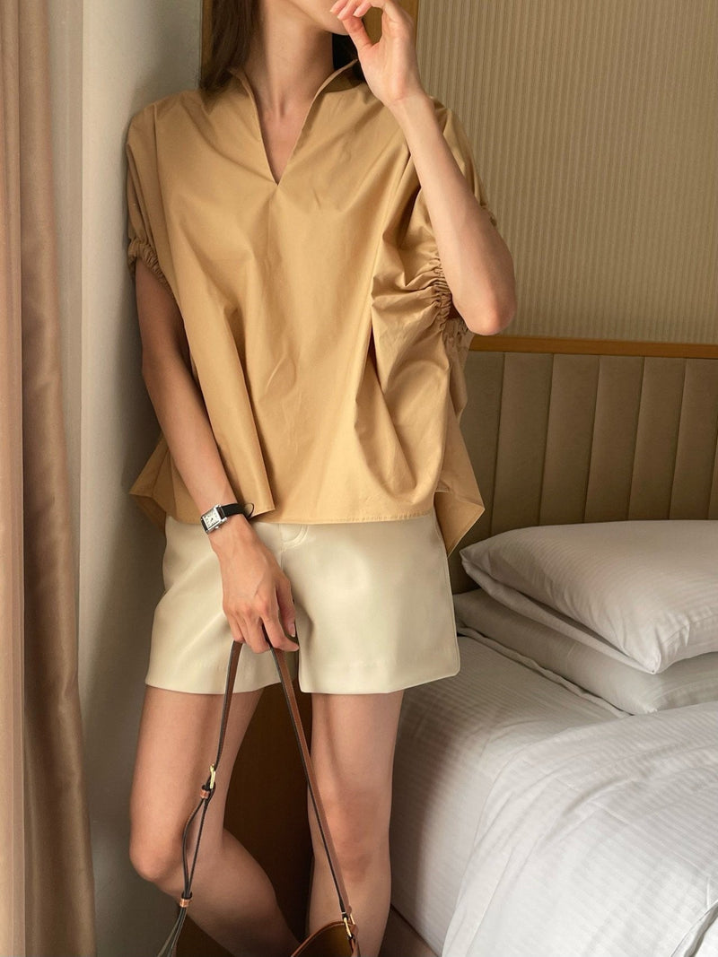 SHIRRING OVERSIZED BLOUSE