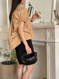 SHIRRING OVERSIZED BLOUSE