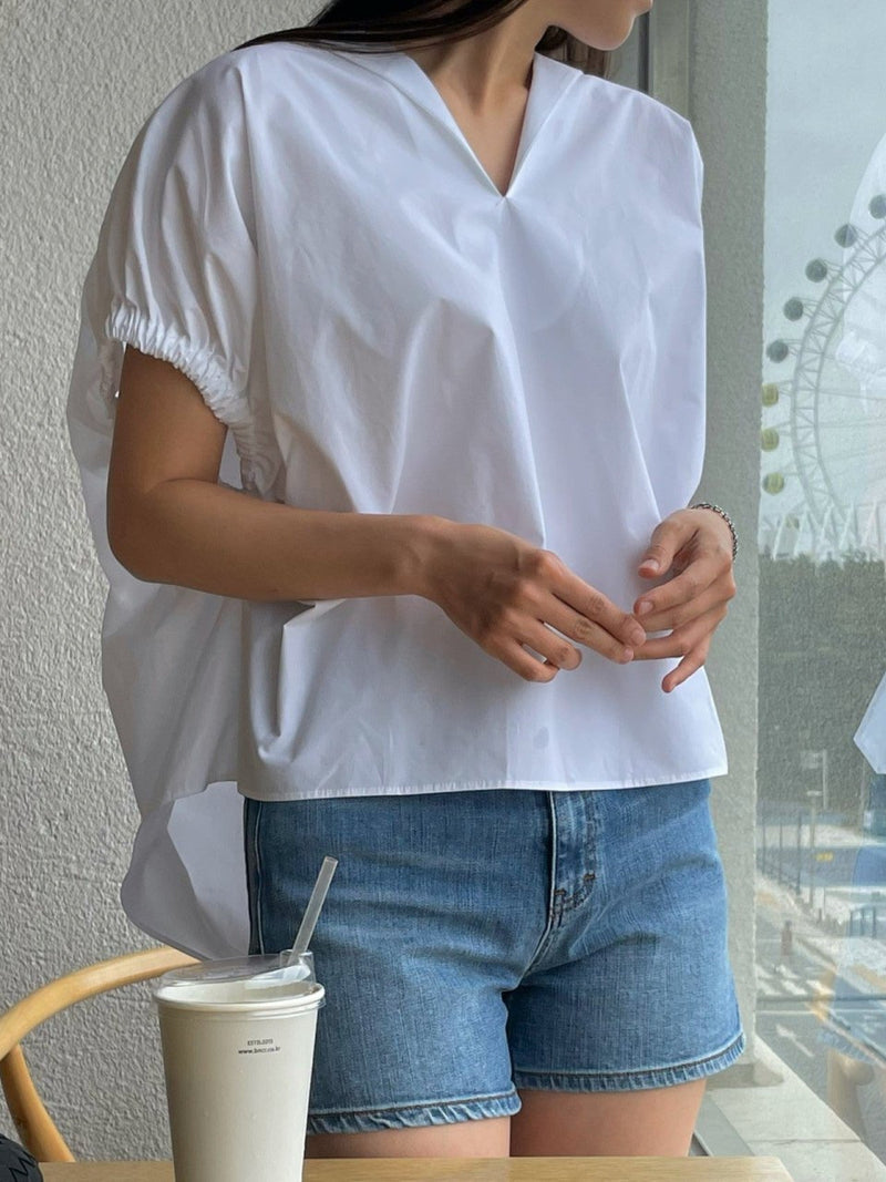 SHIRRING OVERSIZED BLOUSE