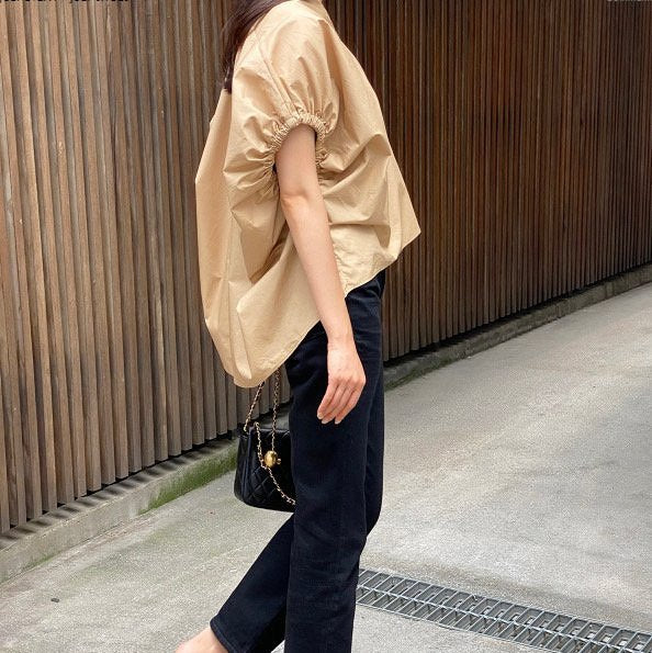 SHIRRING OVERSIZED BLOUSE