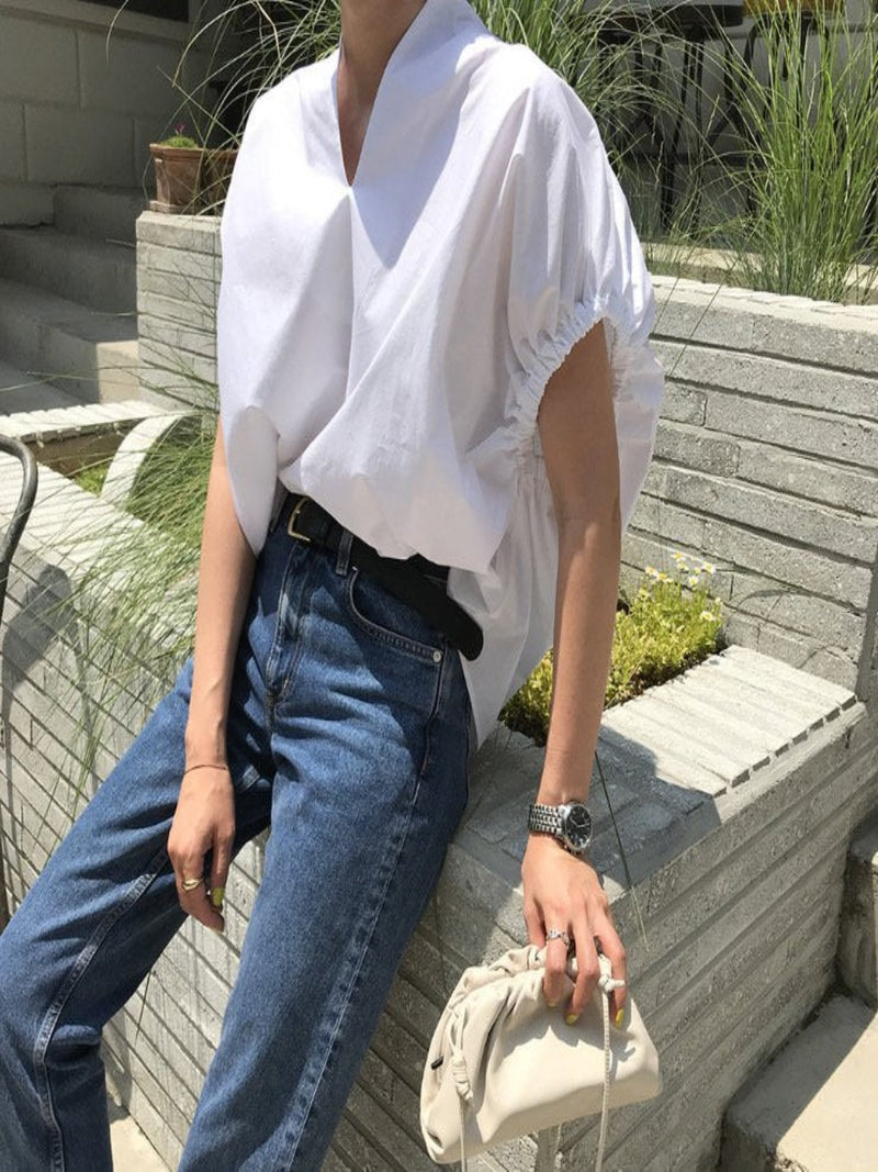 SHIRRING OVERSIZED BLOUSE