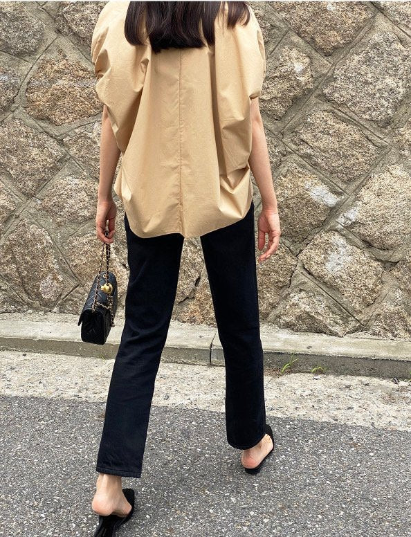 SHIRRING OVERSIZED BLOUSE