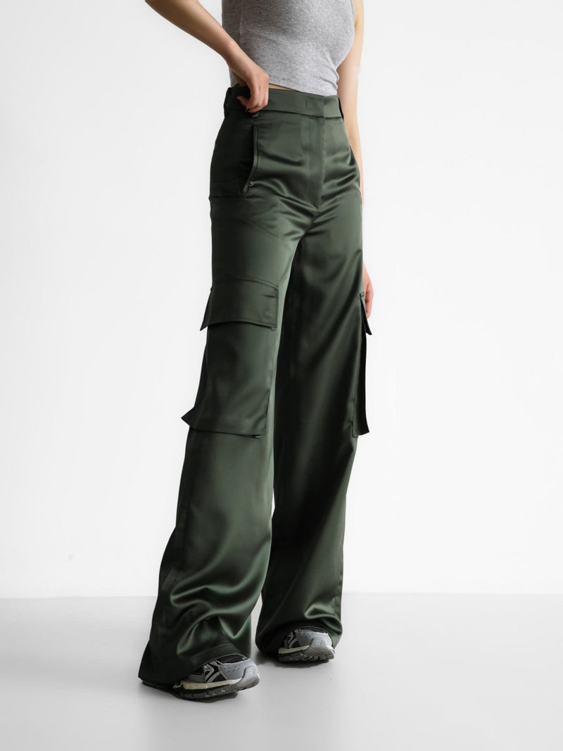 SATIN CARGO TROUSERS