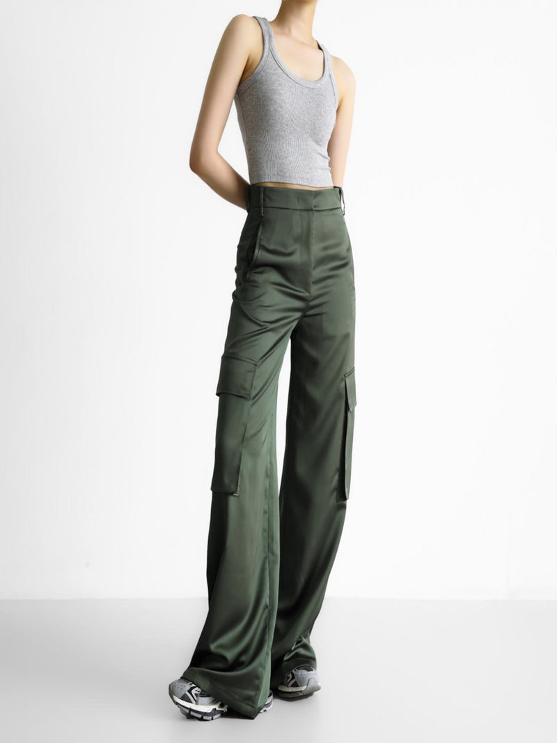 SATIN CARGO TROUSERS