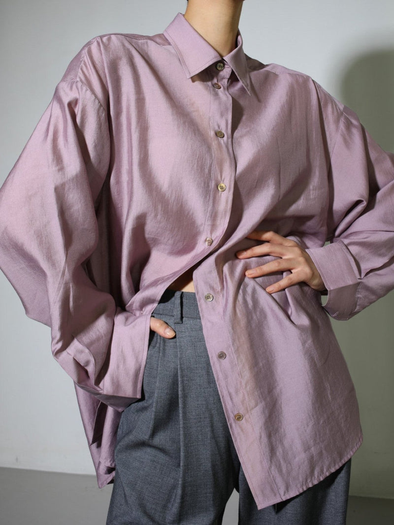 SHEER SILKY BUTTON DOWN SHIRT