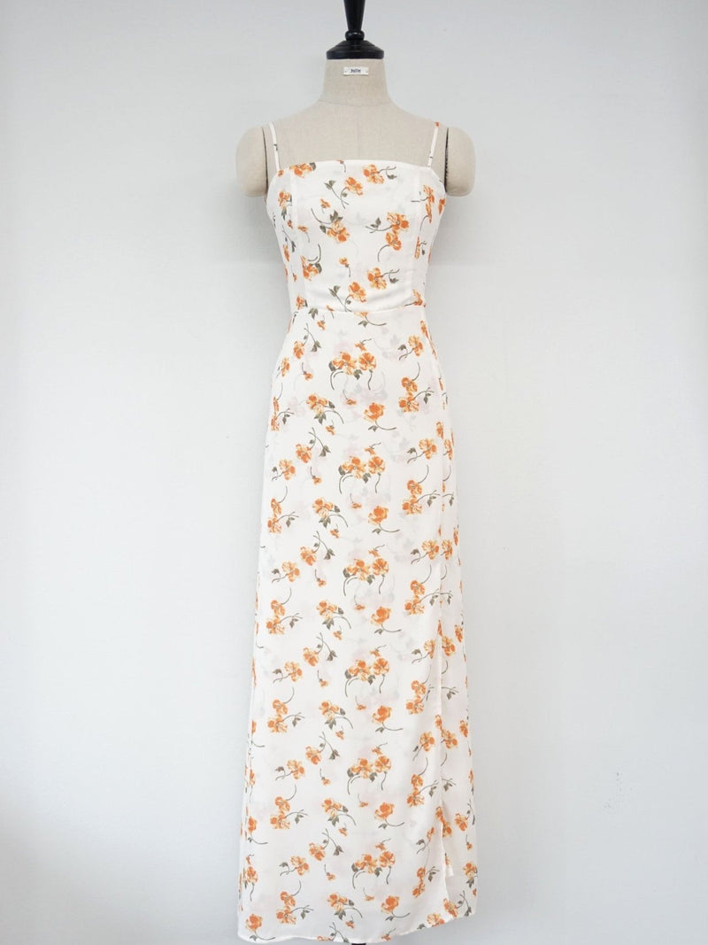 SHOESTRING STRAP ORANGE FLORAL DRESS