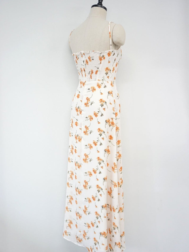 SHOESTRING STRAP ORANGE FLORAL DRESS