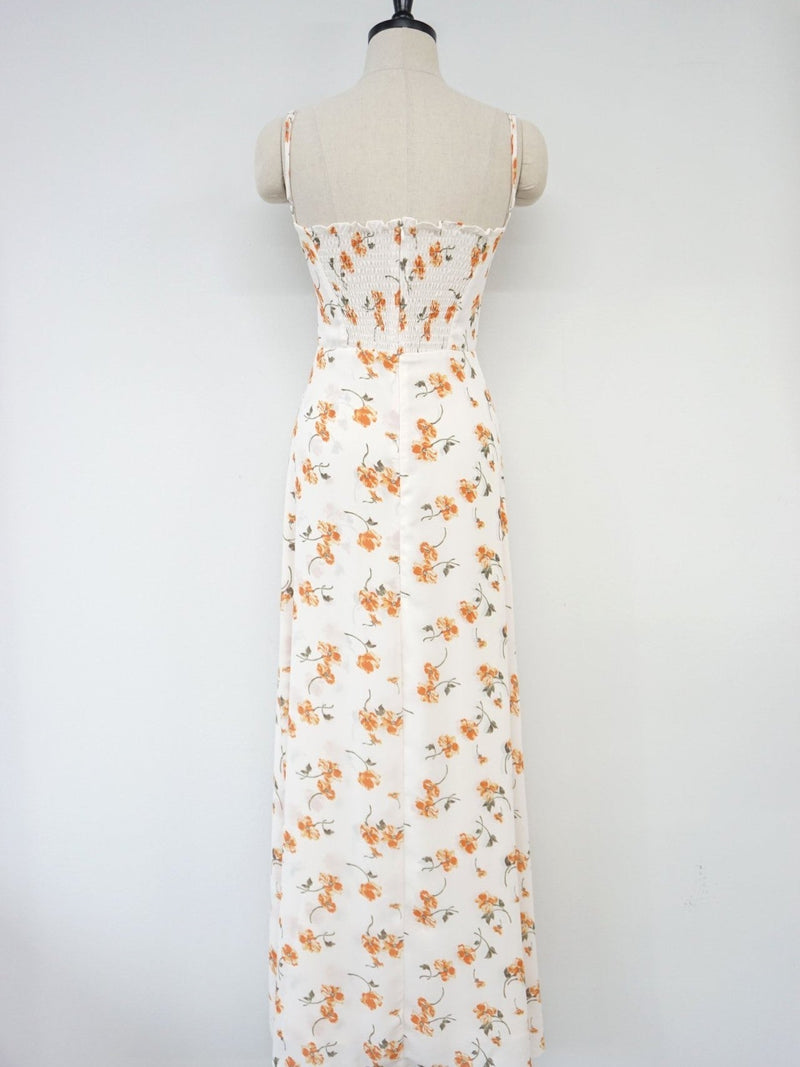 SHOESTRING STRAP ORANGE FLORAL DRESS