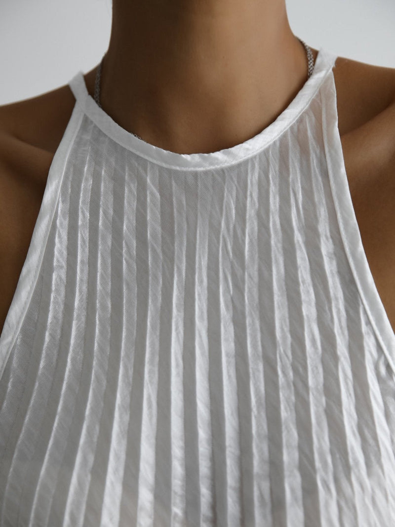 SILKY PLEATED HALTER NECK BLOUSE