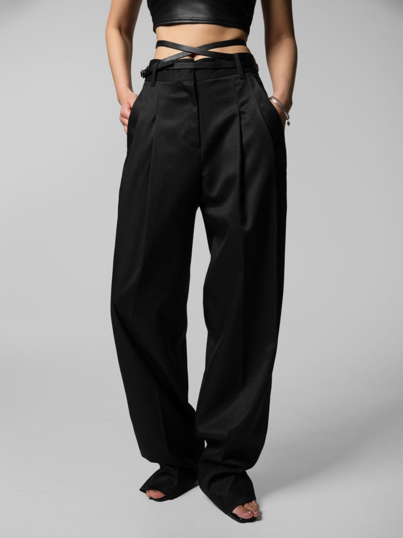 SOFT TOUCH PIN TUCK WIDE TROUSERS