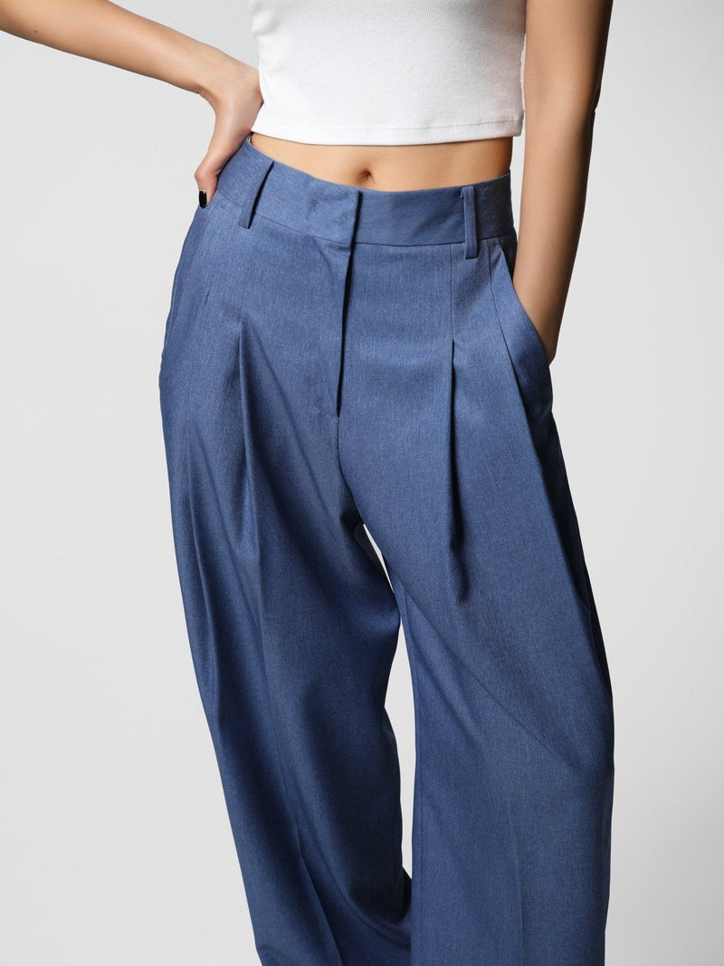 SOFT TOUCH PIN TUCK WIDE TROUSERS