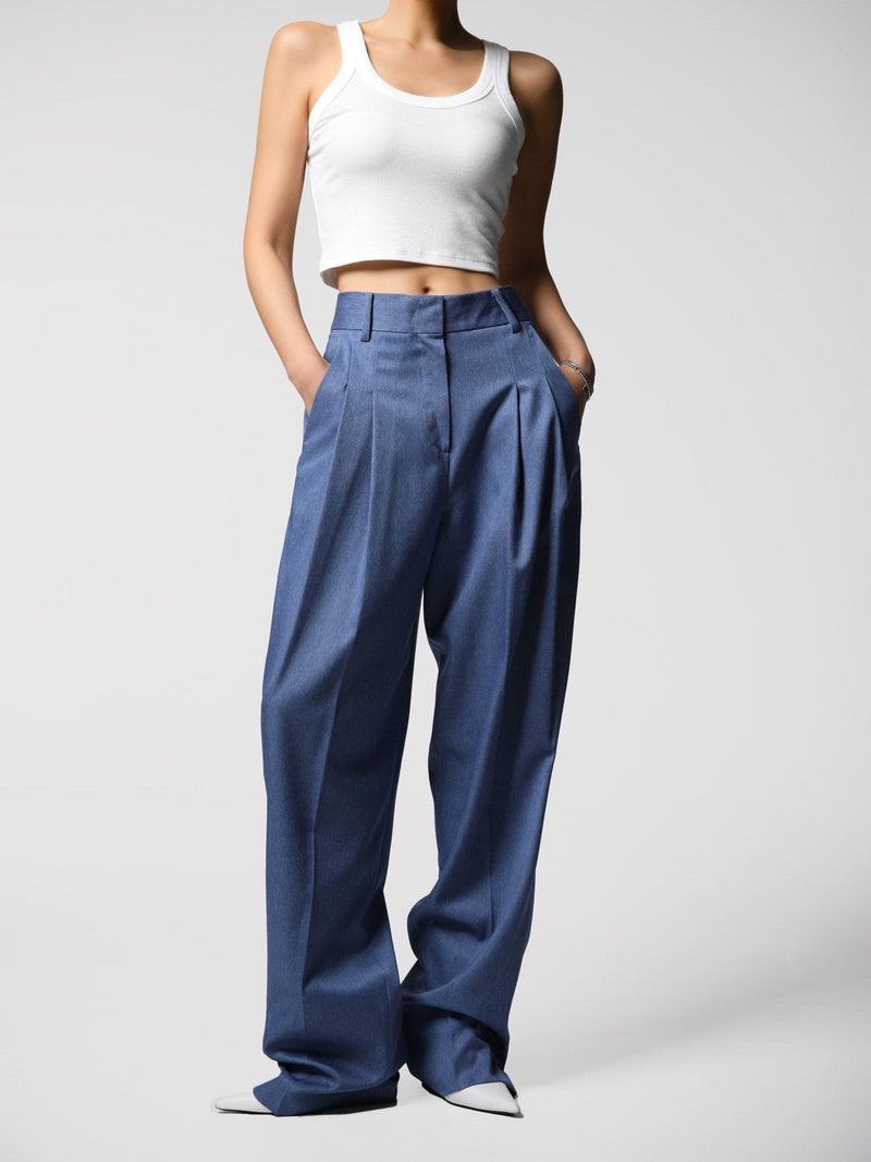 SOFT TOUCH PIN TUCK WIDE TROUSERS