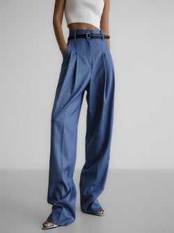 SOFT TOUCH PIN TUCK WIDE TROUSERS