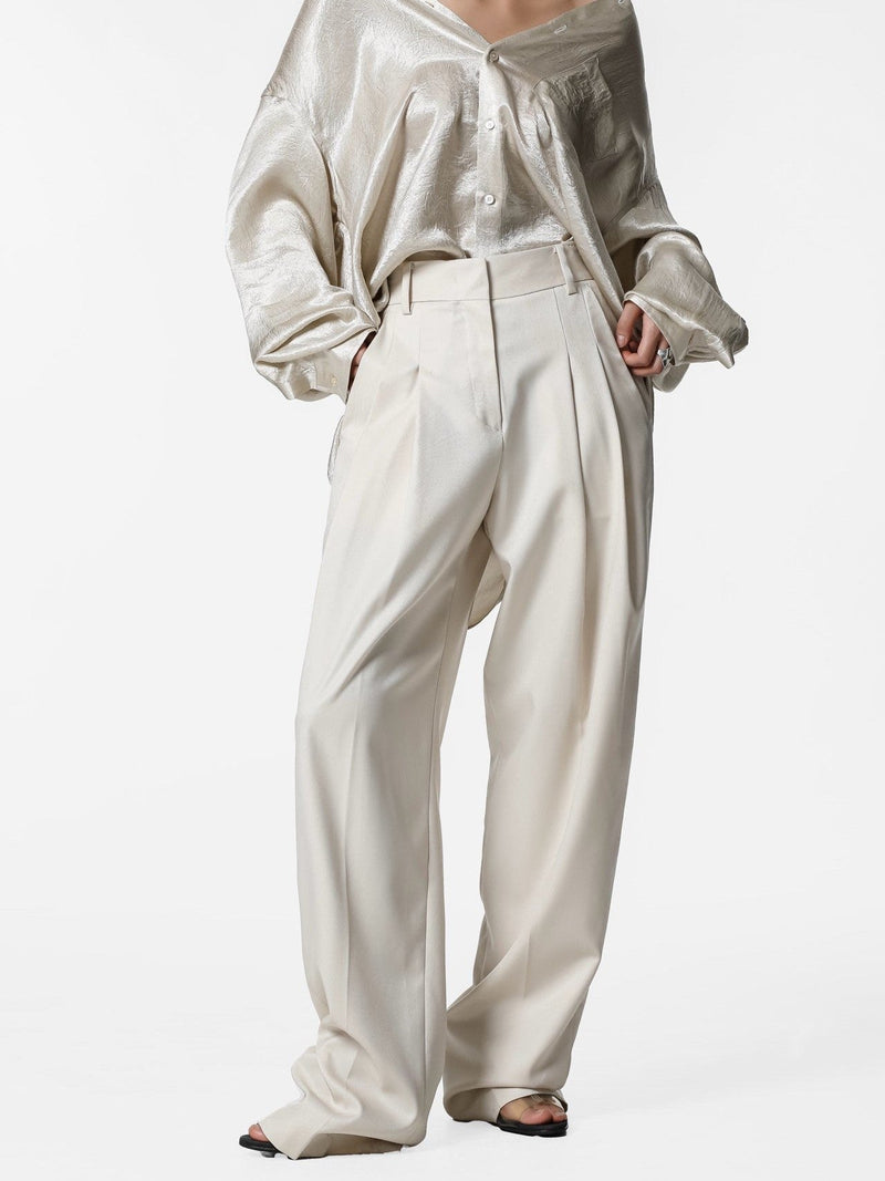 SOFT TOUCH PIN TUCK WIDE TROUSERS