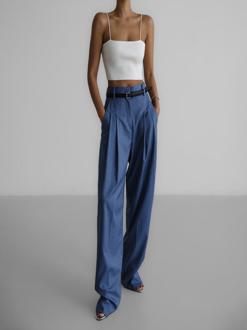 SOFT TOUCH PIN TUCK WIDE TROUSERS