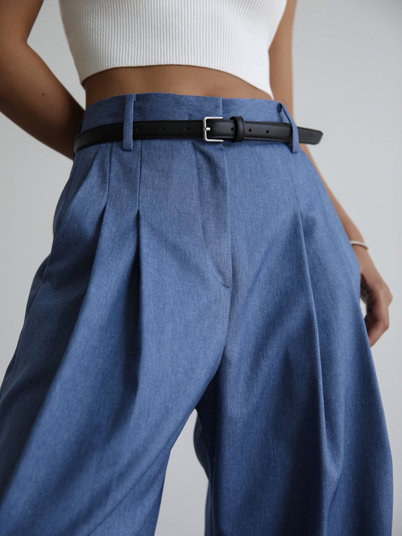 SOFT TOUCH PIN TUCK WIDE TROUSERS