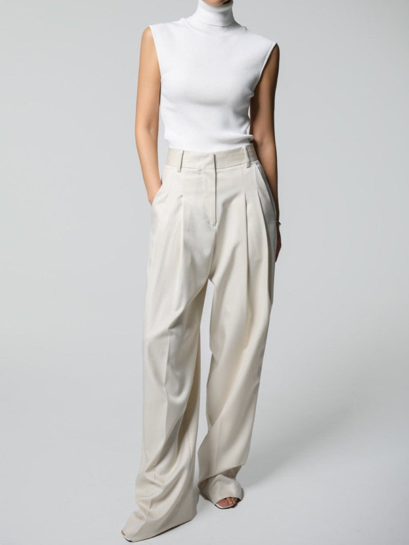 SOFT TOUCH PIN TUCK WIDE TROUSERS