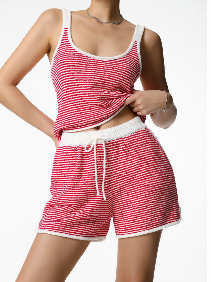 STRIPED KNIT DOLPHIN SHORTS